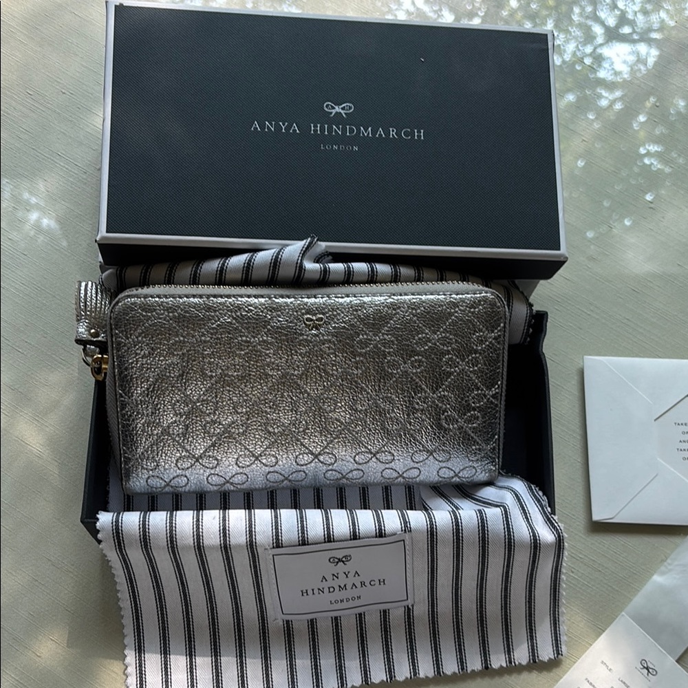 Anya Hindmarch Metallic Silver Zip Around Wallet